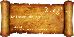 Kriston Örsi névjegykártya